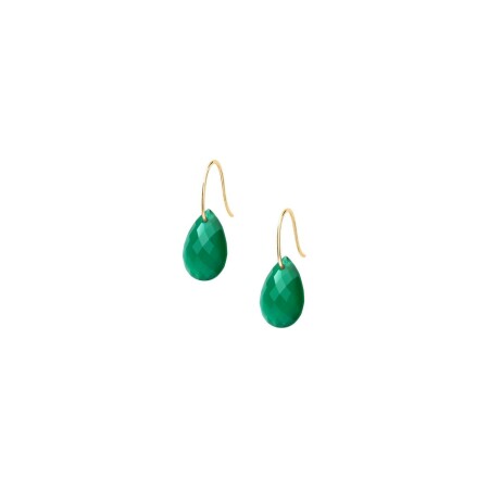 Boucles d'oreilles Morganne Bello Friandise en or jaune et agathe verte