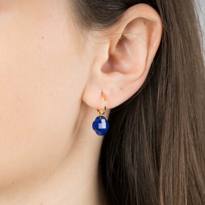 Boucles d'oreilles Morganne Bello Friandise Petit Trèfle en or jaune et lapis lazuli