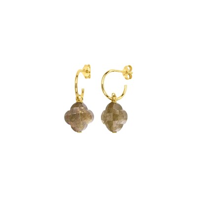 Boucles d'oreilles Morganne Bello Friandise Les Intemporels en or jaune et pierre de soleil