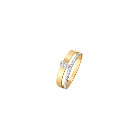 Bague en or jaune, or blanc et diamants