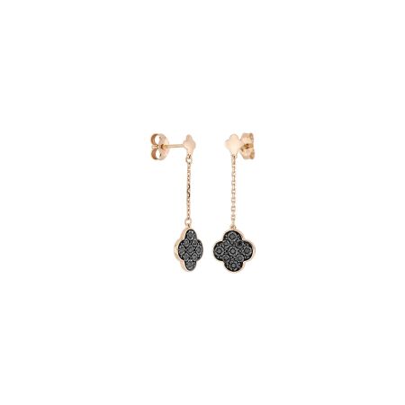 Boucles d'oreilles Morganne Bello Jardin Précieux en or rose et serties de diamants noirs