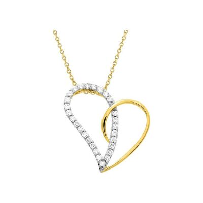 Collier en plaqué or et oxyde de zirconium, taille 42cm