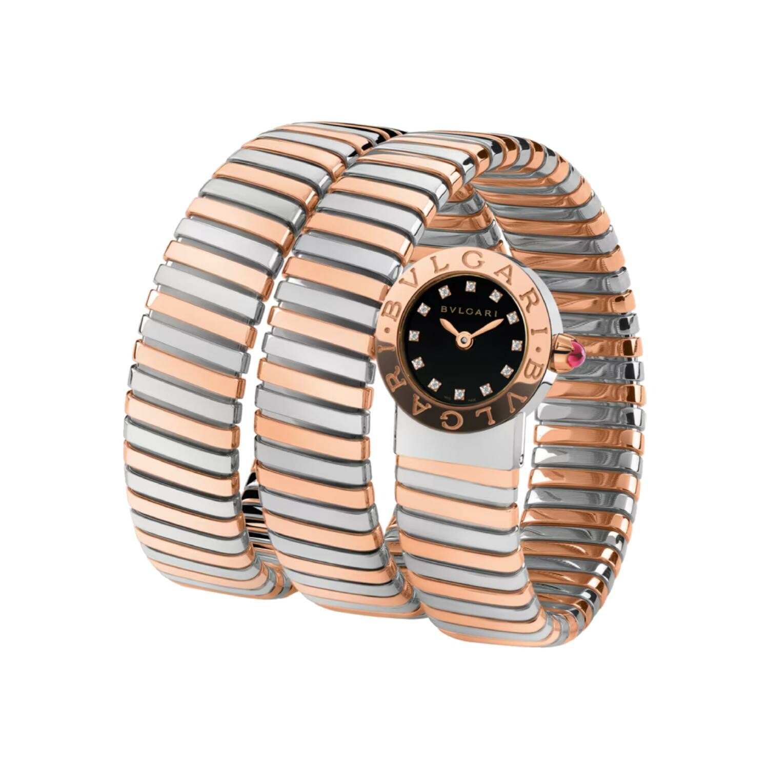 Shop BVLGARI Serpenti Tubogas Rose Gold, Brown Ceramic & Diamond Single  Twist Watch/33MM | Saks Fifth Avenue