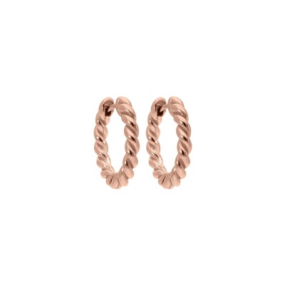 Boucles d'oreilles créoles Qudo Canetra en métal doré rose