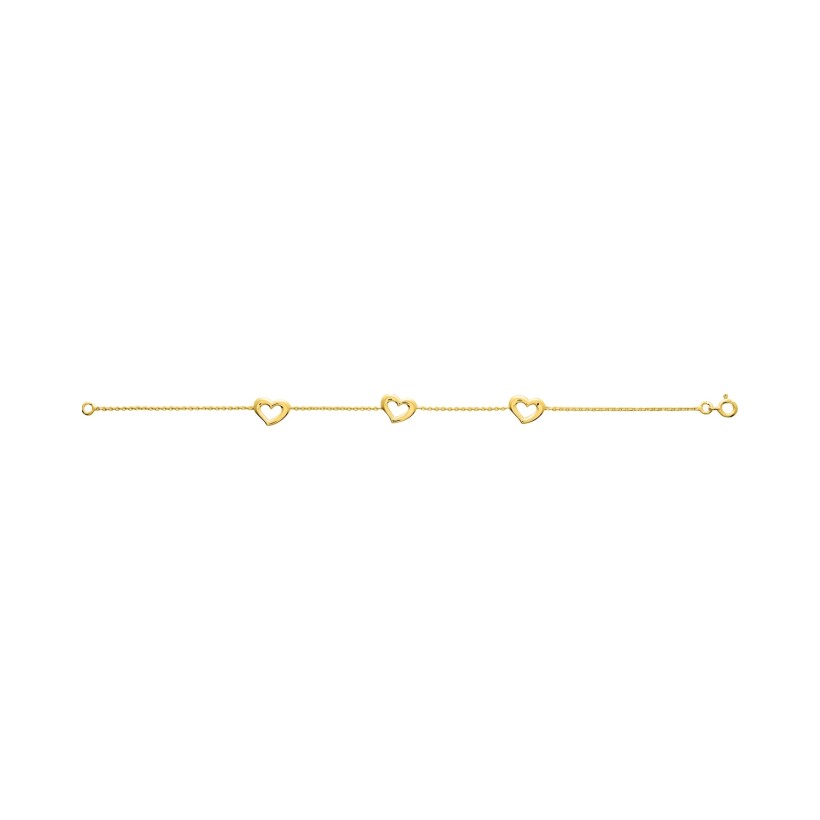 Bracelet motifs cœur en plaqué or
