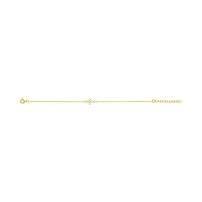 Bracelet motif croix en plaqué or et oxyde de zirconium