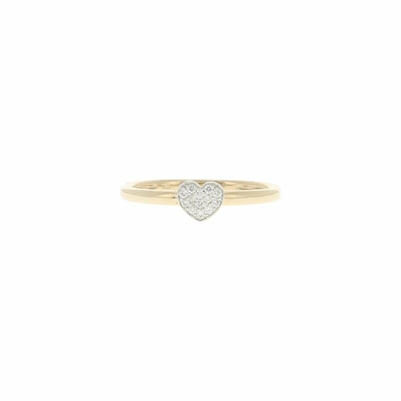 Mini two-tone heart ring, in pink gold, white gold and diamonds