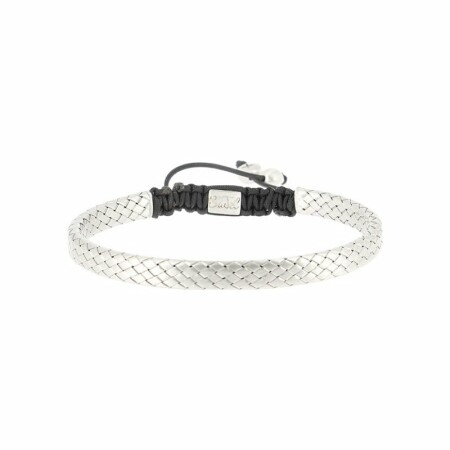 Bracelet maille tissée mat en argent, petit modèle