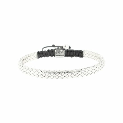 Bracelet maille tissée brillant en argent, petit modèle