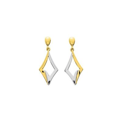 Boucles d'oreilles pendantes en plaqué or bicolore