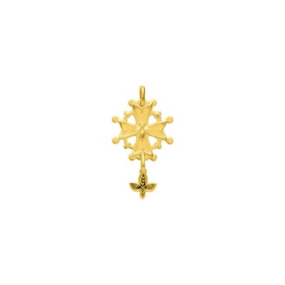 Pendentif croix huguenote en plaqué or