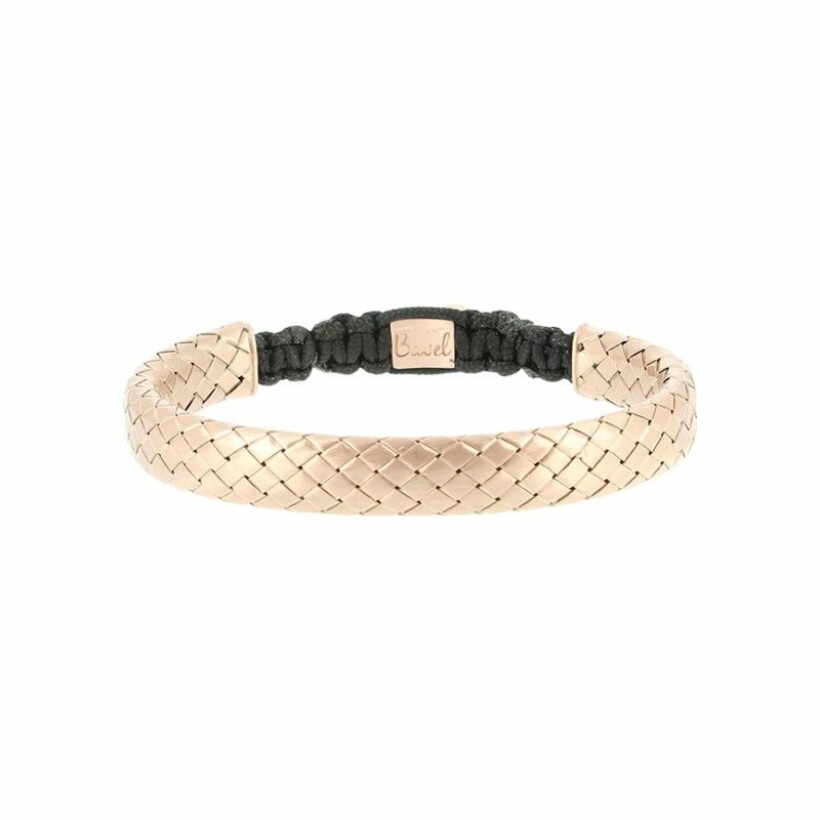 Bracelet maille tissée rose en argent, grand modèle