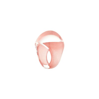 Bague Lalique Cabochon en cristal patiné rose, taille 54