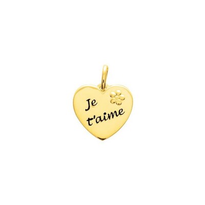 Pendentif à message coeur en plaqué or