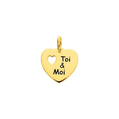 Pendentif à message coeur en plaqué or
