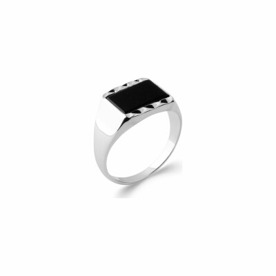 Bague en argent et onyx d'imitation