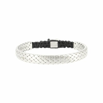 Bracelet maille tissée mat en argent, grand modèle