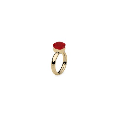 Bague Qudo Firenze en métal doré et pierre de couleur red, taille 56