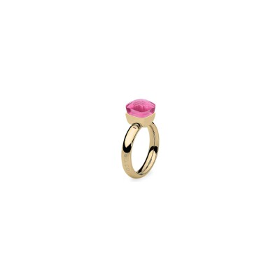 Bague Qudo Firenze en métal doré et pierre de couleur padparadscha, taille 62