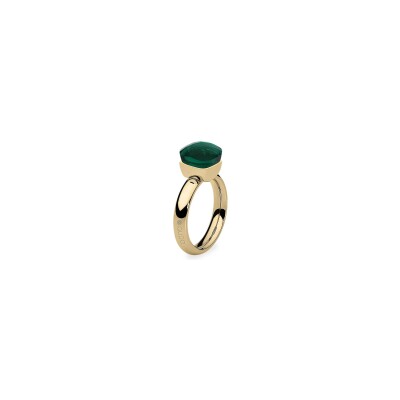 Bague Qudo Firenze en métal doré et pierre de couleur emerald, taille 50