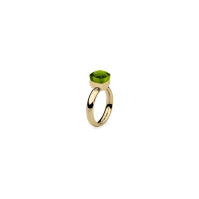 Bague Qudo Firenze en métal doré et pierre de couleur fern green, taille 58