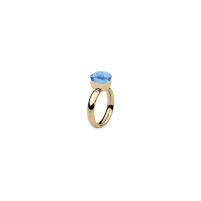 Bague Qudo Firenze en métal doré et pierre de couleur light sapphire, taille 56