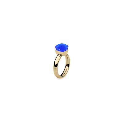 Bague Qudo Firenze en métal doré et pierre de couleur lapis, taille 52