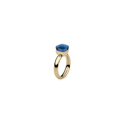 Bague Qudo Firenze en métal doré et pierre de couleur dark blue, taille 54