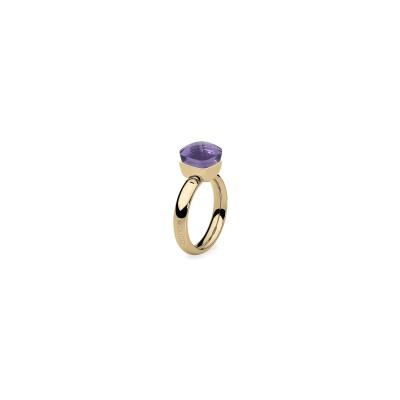 Bague Qudo Firenze en métal doré et pierre de couleur wisteria, taille 58