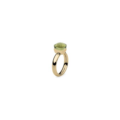 Bague Qudo Firenze en métal doré et pierre de couleur olivine, taille 56
