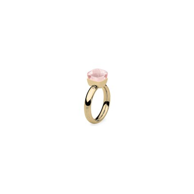 Bague Qudo Firenze en métal doré et pierre de couleur vintage rose, taille 50