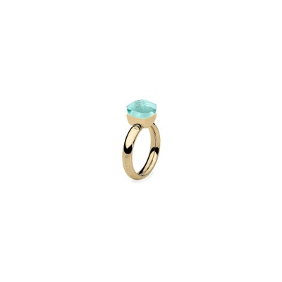 Bague Qudo Firenze en métal doré et pierre de couleur azure, taille 58