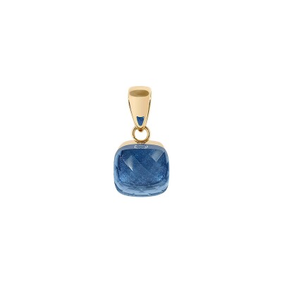 Pendentif Qudo Firenze en métal doré et pierre de couleur dark blue