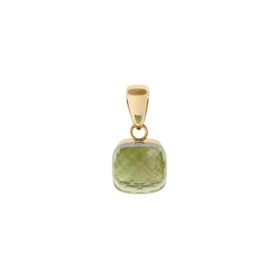 Pendentif Qudo Firenze en métal doré et pierre de couleur olivine