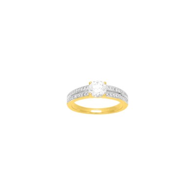 Bague en plaqué or et oxyde de zirconium