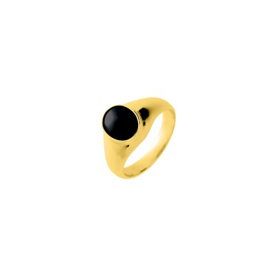 Chevalière en plaqué or et onyx