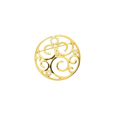 Broche en plaqué or et oxyde de zirconium