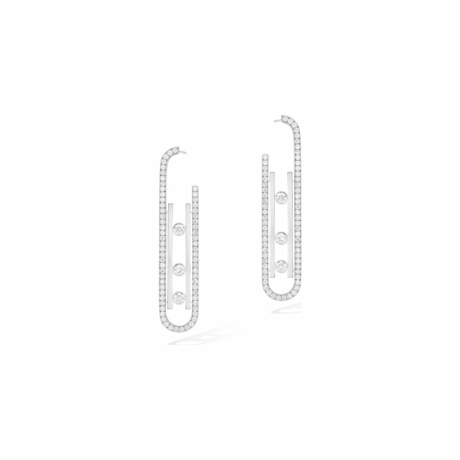 Boucles d'oreilles Messika Move 10th PM en or blanc et diamants