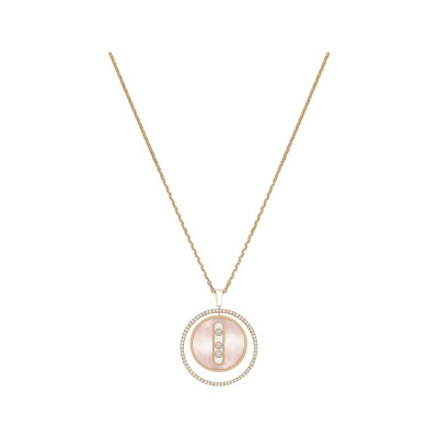 Messika Lucky Move M necklace, rose gold, pink mother-of-pearl, diamonds