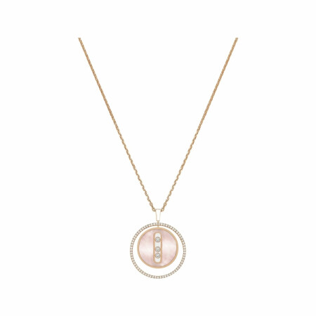 Messika Lucky Move M necklace, rose gold, pink mother-of-pearl, diamonds