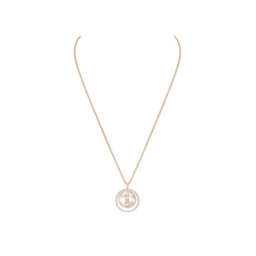 Messika Lucky Move necklace, rose gold, nacre and diamonds