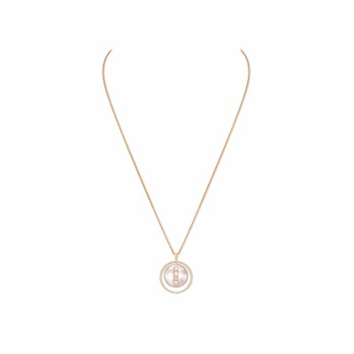 Collier Messika Lucky Move en or rose, nacre et diamants