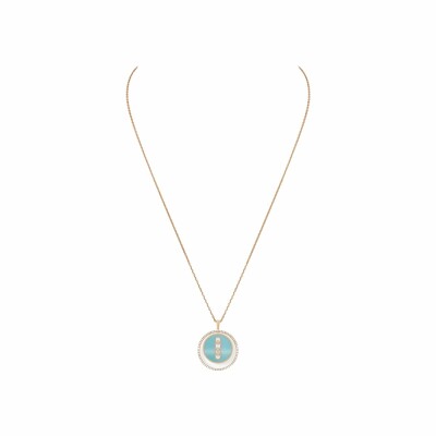 Collier Messika Lucky Move en or rose, diamants et turquoise