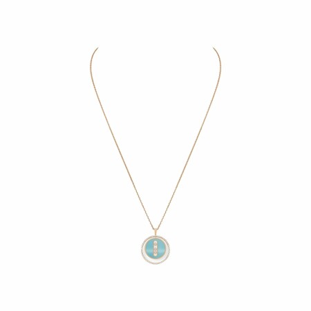 Collier Messika Lucky Move en or rose, diamants et turquoise