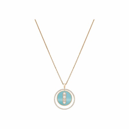 Collier Messika Lucky Move en or rose, diamants et turquoise