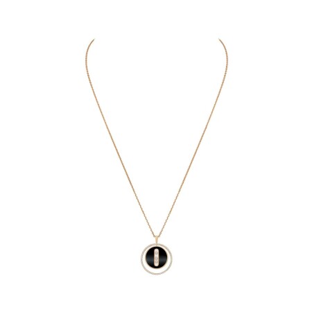 Messika Lucky Move in pink gold, diamonds and onyx necklace, MM