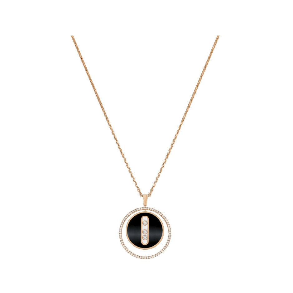 Collier Messika Lucky Move en or rose, diamants et onyx, MM