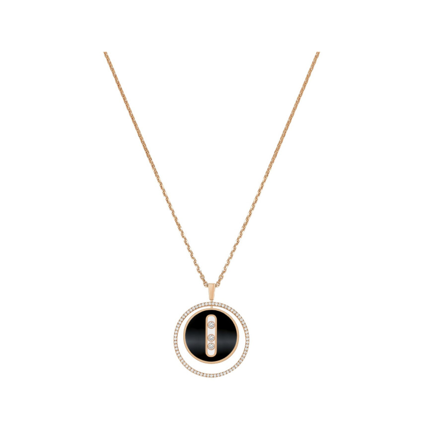 Messika Lucky Move in pink gold, diamonds and onyx necklace, MM