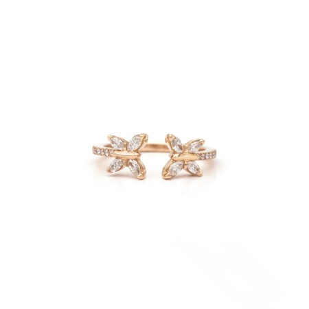 Toi & Moi Papillons navette ring, rose gold