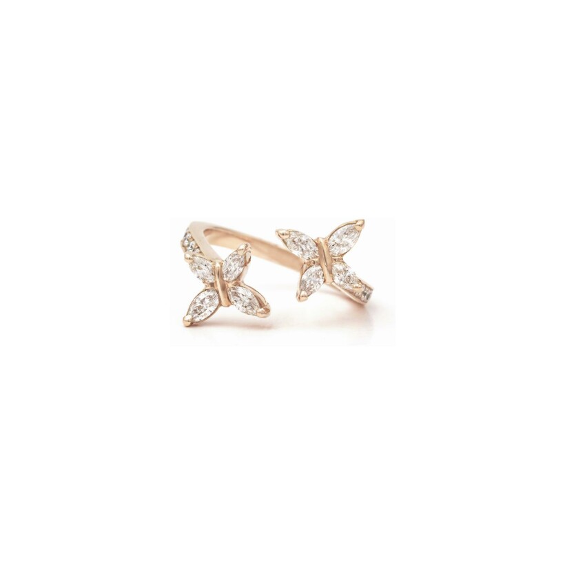 Toi & Moi Papillons navette ring, rose gold